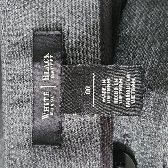 White House Black Market Zip Down Gray Skirt with Faux Leather Trim Size 00 - Picture 7 of 10